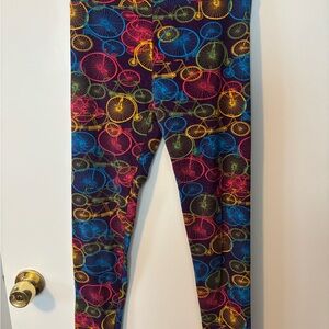 LuLaRoe Leggings with Bicycle Print Cozy Balletcore Bohemian Butter Soft